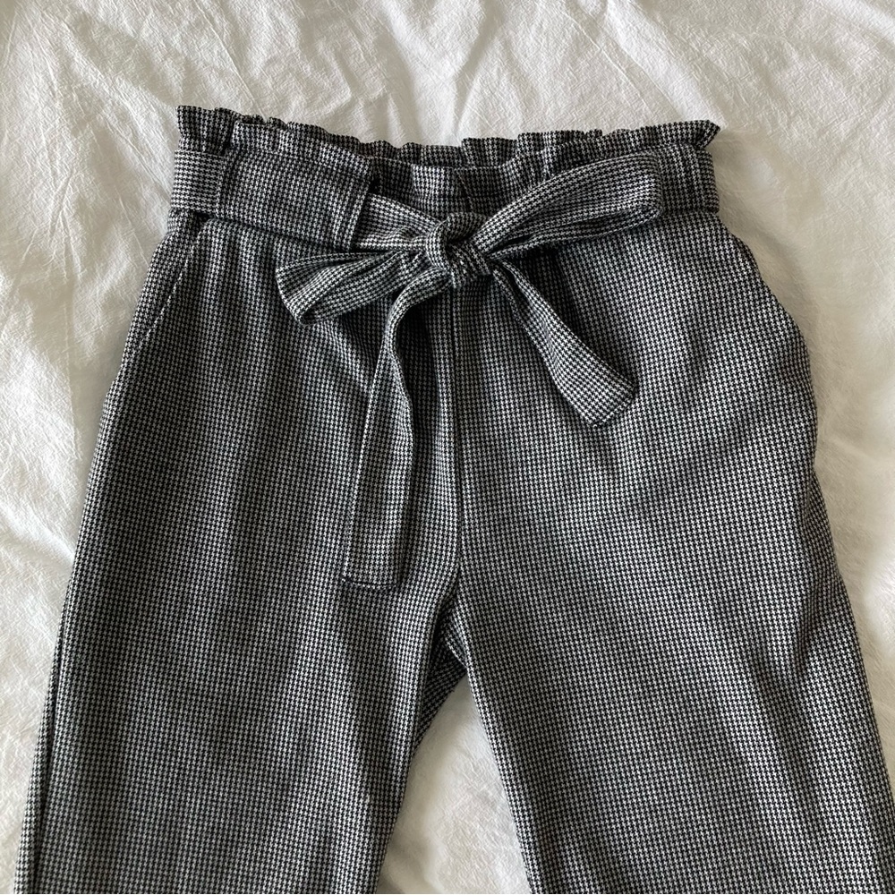 High Rise Tie Waist Houndstooth Trouser (S)